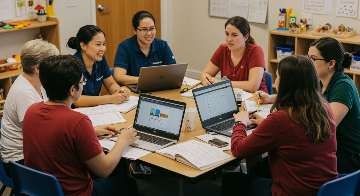 Early childhood educators collaborating in a professional development workshop