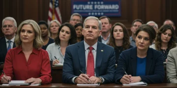 Voters engaging in a political discussion about midterm election strategies.